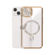 Husa compatibila cu IPhone 15, Compatibila cu MagSafe, Contur Auriu cu Pietre Husa compatibila cu IPhone 15, Compatibila cu MagSafe, Contur Auriu cu Pietre
