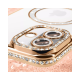 Husa compatibila cu IPhone 16, Compatibila cu MagSafe, Contur Auriu cu Pietre Husa compatibila cu IPhone 16, Compatibila cu MagSafe, Contur Auriu cu Pietre