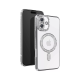 Husa compatibila cu IPhone 16, Compatibila cu MagSafe, Contur Silver cu Pietre Husa compatibila cu IPhone 16, Compatibila cu MagSafe, Contur Silver cu Pietre