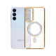 Husa compatibila cu Samsung Galaxy A16, Compatibila cu MagSafe, Contur Auriu cu Pietre Husa compatibila cu Samsung Galaxy A16, Compatibila cu MagSafe, Contur Auriu cu Pietre