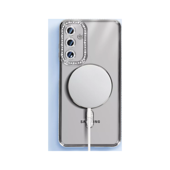 Husa compatibila cu Samsung Galaxy A16, Compatibila cu MagSafe, Contur Negru cu Pietre Husa compatibila cu Samsung Galaxy A16, Compatibila cu MagSafe, Contur Negru cu Pietre