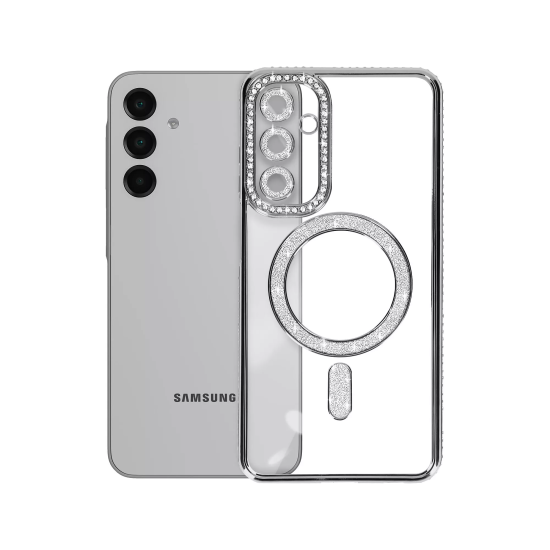 Husa compatibila cu Samsung Galaxy A16, Compatibila cu MagSafe, Contur Negru cu Pietre Husa compatibila cu Samsung Galaxy A16, Compatibila cu MagSafe, Contur Negru cu Pietre