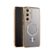 Husa compatibila cu Samsung Galaxy S25 Fe, Compatibila cu MagSafe, Contur Auriu cu Pietre Husa compatibila cu Samsung Galaxy S25 Fe, Compatibila cu MagSafe, Contur Auriu cu Pietre