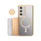 Husa compatibila cu Samsung Galaxy S25 Fe, Compatibila cu MagSafe, Contur Auriu cu Pietre Husa compatibila cu Samsung Galaxy S25 Fe, Compatibila cu MagSafe, Contur Auriu cu Pietre