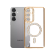 Husa compatibila cu Samsung Galaxy S25 Fe, Compatibila cu MagSafe, Contur Auriu cu Pietre Husa compatibila cu Samsung Galaxy S25 Fe, Compatibila cu MagSafe, Contur Auriu cu Pietre