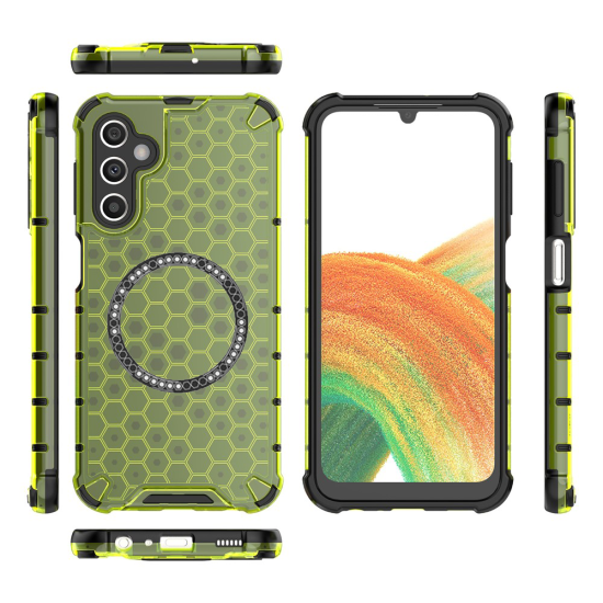 Husa compatibil cu Samsung Galaxy A05s cu protectie spate si margini anti-soc; Verde – Model Fagure Husa compatibil cu Samsung Galaxy A05s cu protectie spate si margini anti-soc; Verde – Model Fagure
