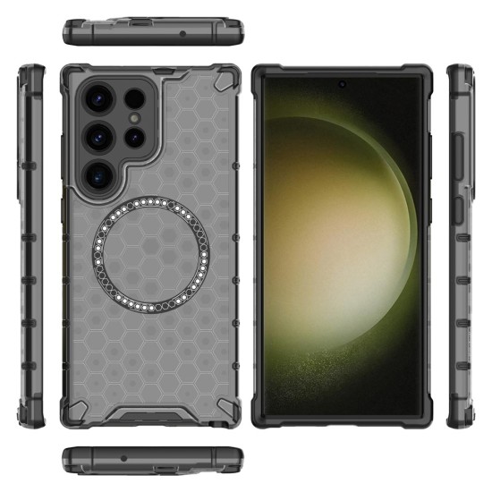 Husa compatibil cu Samsung Galaxy S23 Ultra cu protectie spate si margini anti-soc; Fumuriu – Model Fagure Husa compatibil cu Samsung Galaxy S23 Ultra cu protectie spate si margini anti-soc; Fumuriu – Model Fagure