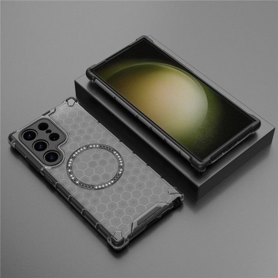 Husa compatibil cu Samsung Galaxy S23 Ultra cu protectie spate si margini anti-soc; Fumuriu – Model Fagure Husa compatibil cu Samsung Galaxy S23 Ultra cu protectie spate si margini anti-soc; Fumuriu – Model Fagure