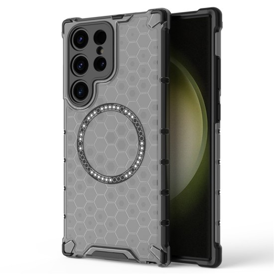 Husa compatibil cu Samsung Galaxy S23 Ultra cu protectie spate si margini anti-soc; Fumuriu – Model Fagure Husa compatibil cu Samsung Galaxy S23 Ultra cu protectie spate si margini anti-soc; Fumuriu – Model Fagure