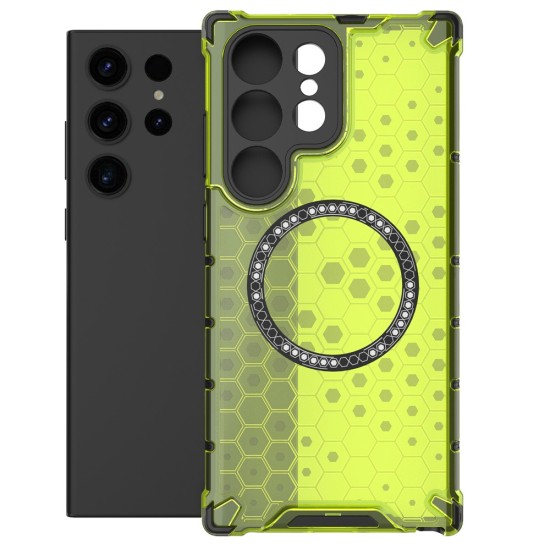 Husa compatibil cu Samsung Galaxy S24 Ultra cu protectie spate si margini anti-soc; Verde – Model Fagure Husa compatibil cu Samsung Galaxy S24 Ultra cu protectie spate si margini anti-soc; Verde – Model Fagure