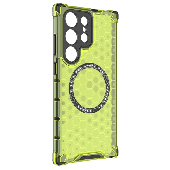 Husa compatibil cu Samsung Galaxy S24 Ultra cu protectie spate si margini anti-soc; Verde – Model Fagure Husa compatibil cu Samsung Galaxy S24 Ultra cu protectie spate si margini anti-soc; Verde – Model Fagure