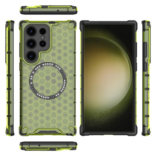 Husa compatibil cu Samsung Galaxy S24 Ultra cu protectie spate si margini anti-soc; Verde – Model Fagure Husa compatibil cu Samsung Galaxy S24 Ultra cu protectie spate si margini anti-soc; Verde – Model Fagure