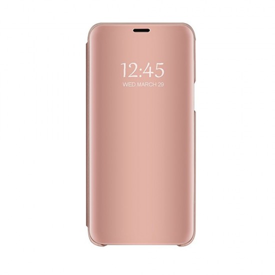 Husa Samsung, Galaxy A7 2018,A750F Clear View Flip Mirror Stand, Rose