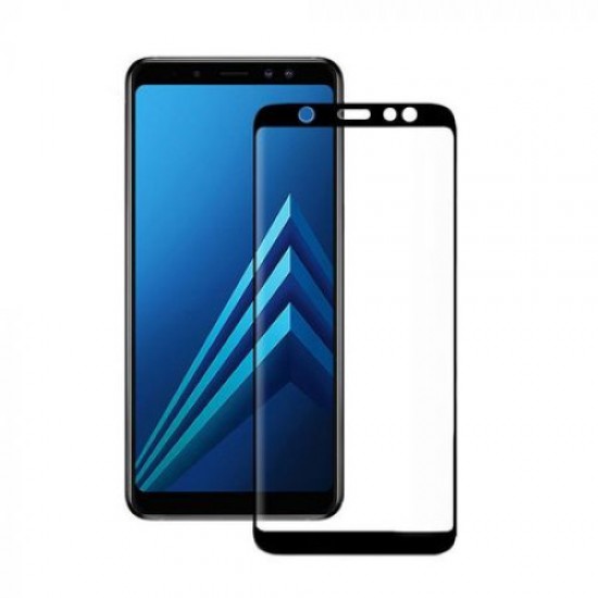 Folie de protectie din sticla 6D compatibila cu Samsung Galaxy A7 2018, Contur Negru