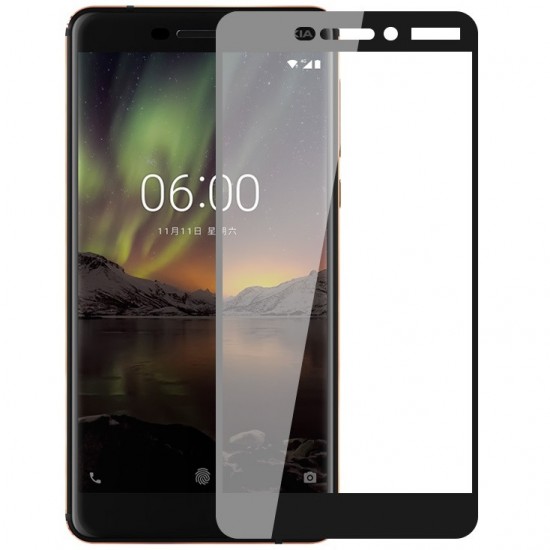 Folie sticla securizata Full Cover Full Glue pentru Nokia 6.1 (2018), Negru