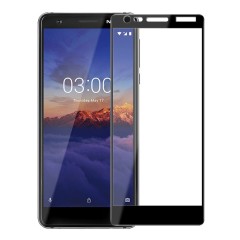 Folie protectie sticla securizata full size pentru Nokia 3.1, negru