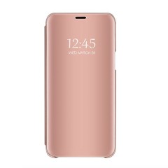 Husa Book Flip Stand Mirror, Clear View, Samsung Galaxy A6 Plus 2018, Rose Husa Book Flip Stand Mirror, Clear View, Samsung Galaxy A6 Plus 2018, Rose