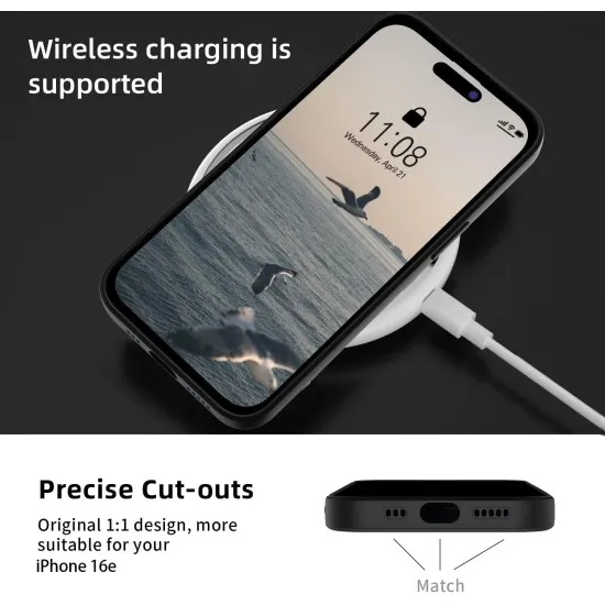 Husa Soft Touch, slim, ALC Mobile, anti soc, compatibila cu IPhone 16e, Negru Tpu