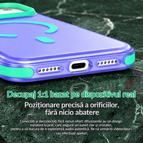 Husa compatibila cu iPhone 18 Pro, IceMag, MagSafe, Antisoc, contur Albastru