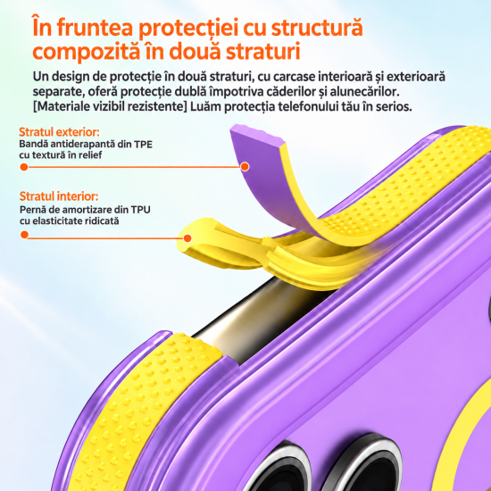 Husa compatibila cu iPhone 18 Pro, IceMag, MagSafe, Antisoc, contur Mov