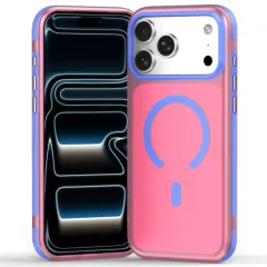 Husa compatibila cu iPhone 17 Pro Max, IceMag, MagSafe, Antisoc, contur Roz