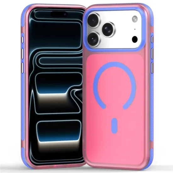 Husa compatibila cu iPhone 18 Pro, IceMag, MagSafe, Antisoc, contur Roz