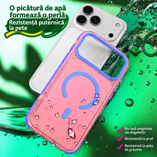 Husa compatibila cu iPhone 18 Pro, IceMag, MagSafe, Antisoc, contur Roz