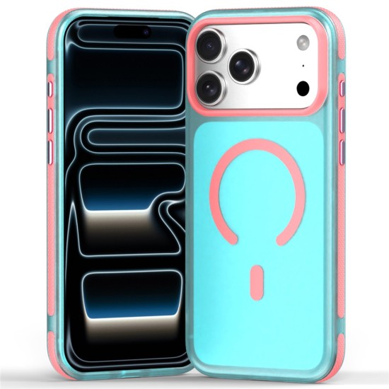 Husa compatibila cu iPhone 18 Pro, IceMag, MagSafe, Antisoc, contur Sky Blue