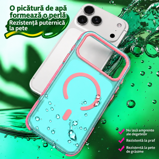 Husa compatibila cu iPhone 18 Pro, IceMag, MagSafe, Antisoc, contur Sky Blue