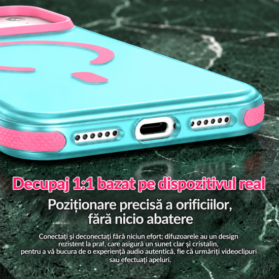 Husa compatibila cu iPhone 18 Pro, IceMag, MagSafe, Antisoc, contur Sky Blue