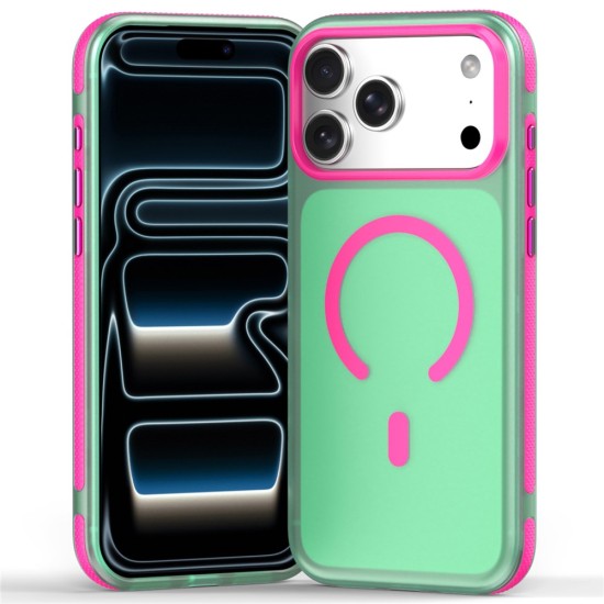 Husa compatibila cu iPhone 18 Pro, IceMag, MagSafe, Antisoc, contur Verde