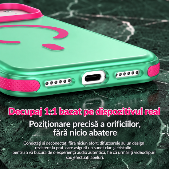 Husa compatibila cu iPhone 18 Pro, IceMag, MagSafe, Antisoc, contur Verde