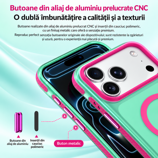 Husa compatibila cu iPhone 18 Pro, IceMag, MagSafe, Antisoc, contur Verde