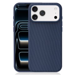 Husa compatibila cu iPhone 17 Pro Max, MagSafe, Design Woven, Soft Touch, Antisoc, Albastru Inchis