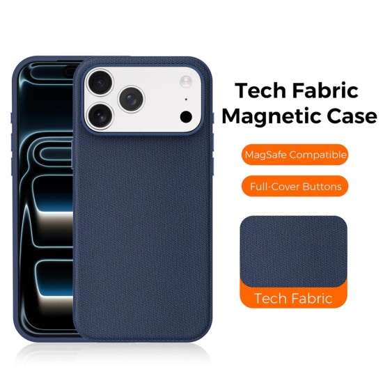 Husa compatibila cu iPhone 17 Pro Max, MagSafe, Design Woven, Soft Touch, Antisoc, Albastru Inchis