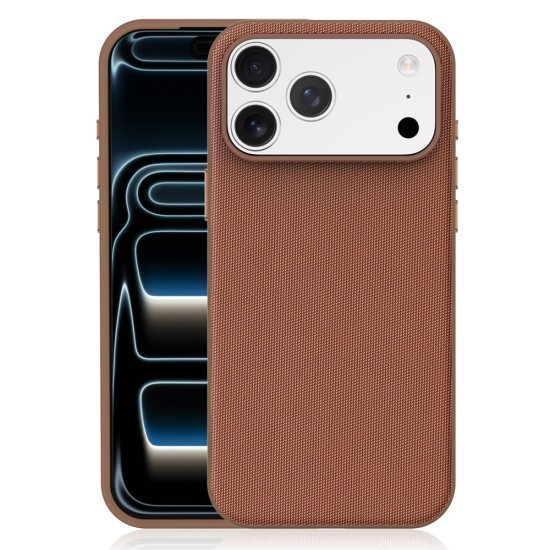 Husa compatibila cu iPhone 17 Pro, MagSafe, Design Woven, Soft Touch, Antisoc, Maro