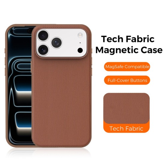 Husa compatibila cu iPhone 17 Pro, MagSafe, Design Woven, Soft Touch, Antisoc, Maro