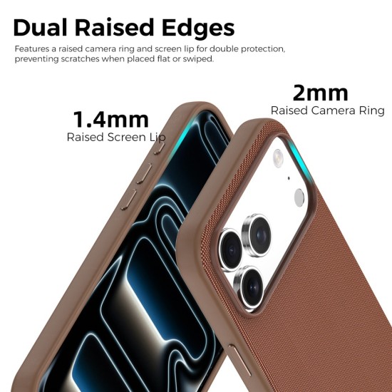Husa compatibila cu iPhone 17 Pro, MagSafe, Design Woven, Soft Touch, Antisoc, Maro