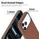 Husa compatibila cu iPhone 17 Pro, MagSafe, Design Woven, Soft Touch, Antisoc, Maro