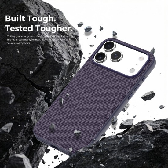 Husa compatibila cu iPhone 18 Pro Max, MagSafe, Design Woven, Soft Touch, Antisoc, Mov