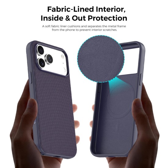 Husa compatibila cu iPhone 18 Pro Max, MagSafe, Design Woven, Soft Touch, Antisoc, Mov