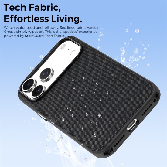 Husa compatibila cu iPhone 17 Pro, MagSafe, Design Woven, Soft Touch, Antisoc, Negru