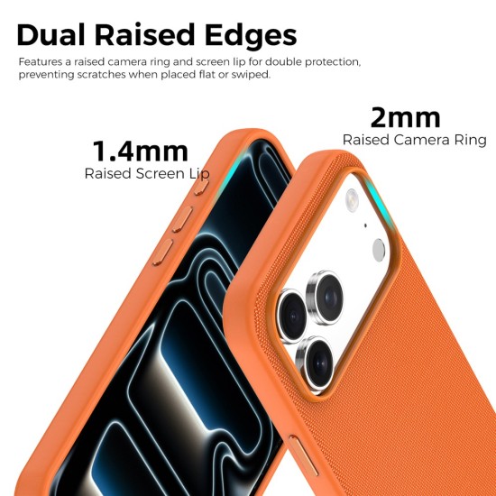 Husa compatibila cu iPhone 17 Pro Max, MagSafe, Design Woven, Soft Touch, Antisoc, Portocaliu