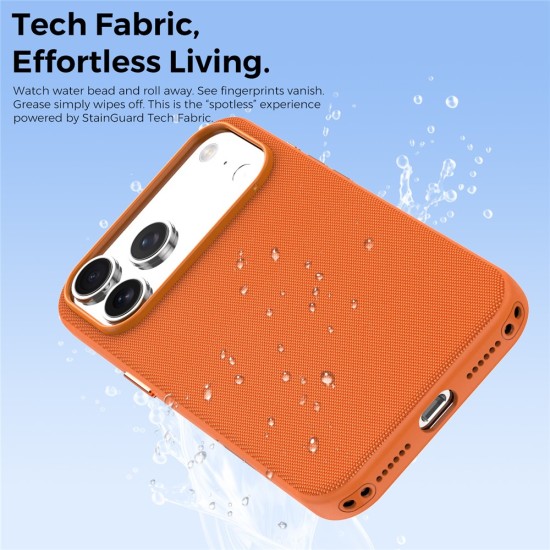 Husa compatibila cu iPhone 17 Pro Max, MagSafe, Design Woven, Soft Touch, Antisoc, Portocaliu
