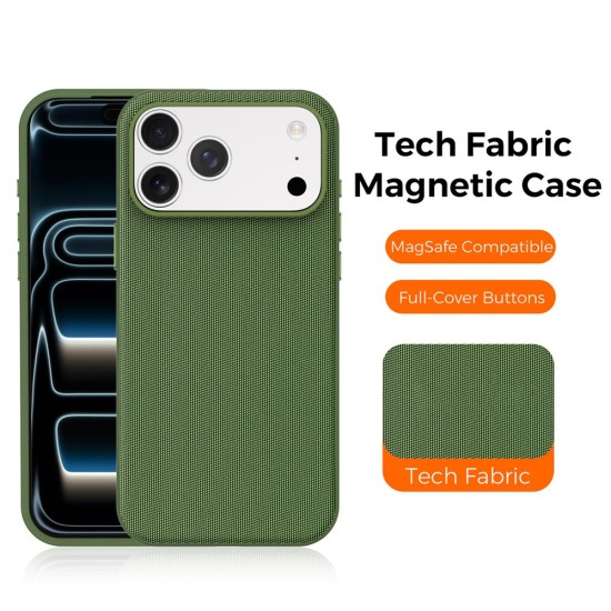 Husa compatibila cu iPhone 18 Pro, MagSafe, Design Woven, Soft Touch, Antisoc, Verde
