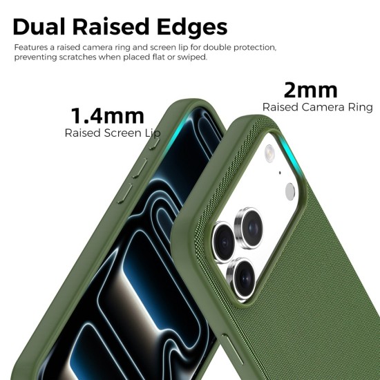 Husa compatibila cu iPhone 18 Pro, MagSafe, Design Woven, Soft Touch, Antisoc, Verde