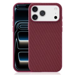Husa compatibila cu iPhone 17 Pro Max, MagSafe, Design Woven, Soft Touch, Antisoc, Cherry Red