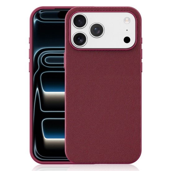 Husa compatibila cu iPhone 18 Pro, MagSafe, Design Woven, Soft Touch, Antisoc, Cherry Red