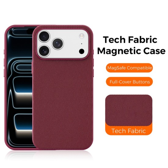 Husa compatibila cu iPhone 18 Pro, MagSafe, Design Woven, Soft Touch, Antisoc, Cherry Red