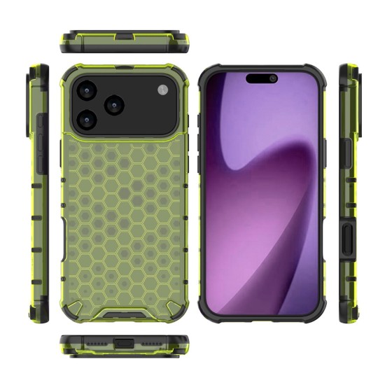 Husa compatibila cu IPhone 18 Pro Max cu protectie spate si margini anti-soc, Verde – Model Fagure Husa compatibila cu IPhone 18 Pro Max cu protectie spate si margini anti-soc, Verde – Model Fagure